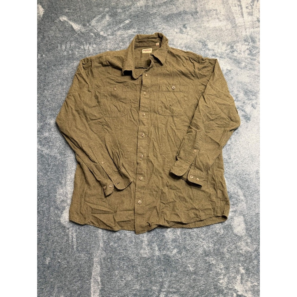 RedHead Mens Casual Button-Down Flannel Shirt XLT Olive Green 100% Cotton